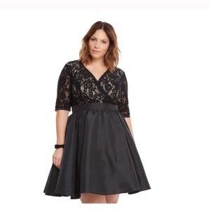 Torrid Lace & Taffeta Surplice Dress